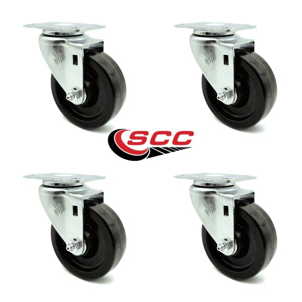 4 Inch Phenolic Wheel Swivel Top Plate Caster Set